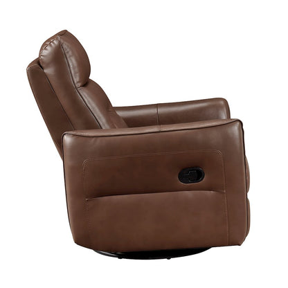Thomas Leather Swivel Glider Reclining Chair in Toffee Brown