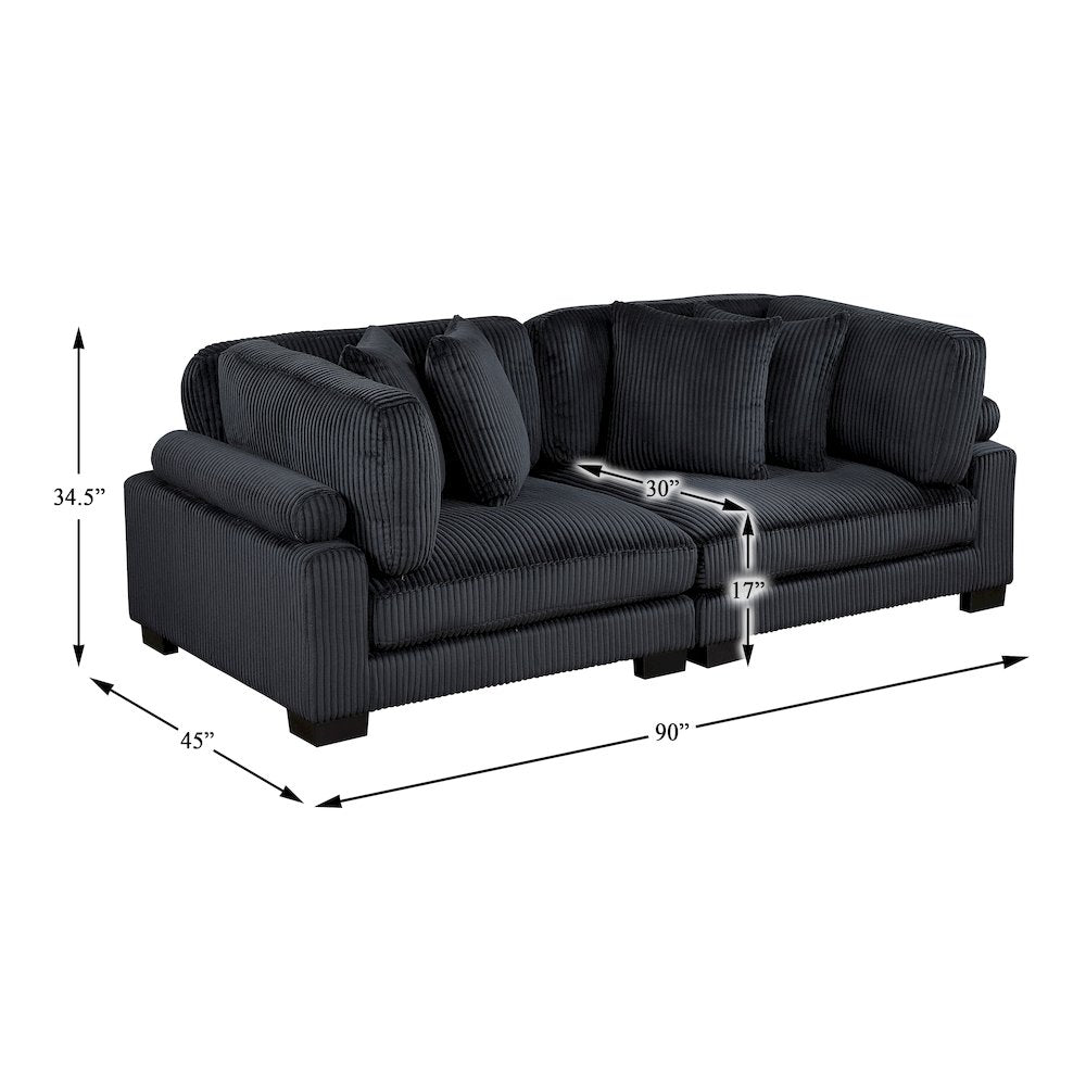 Traverse Corduroy Love Seat in Black