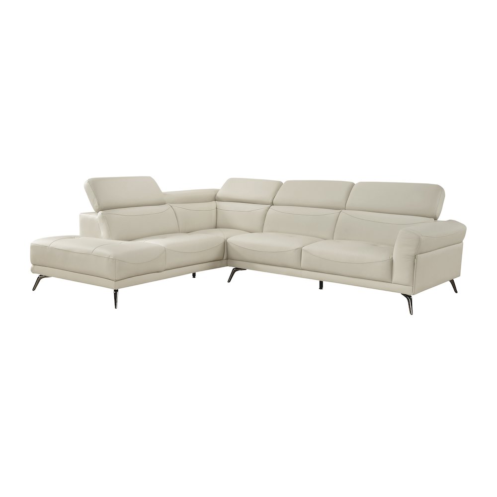 Giselle Leather 2-Piece Sectional with Left Side Chaise in Beige