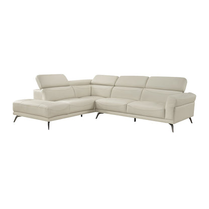 Giselle Leather 2-Piece Sectional with Left Side Chaise in Beige