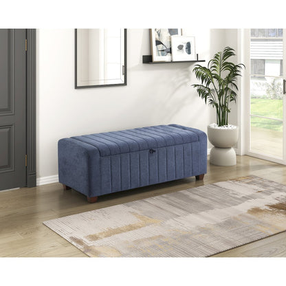 Derby Boucle Lift Top Storage Bench in Blue