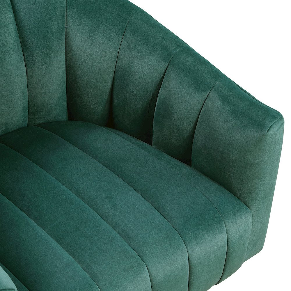 Lonita Velvet Swivel Chair in Dark Green