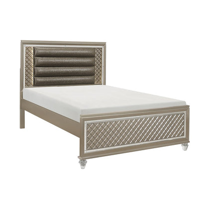 Loudon Asian Hardwood Full Platform Bed in Champagne Metallic