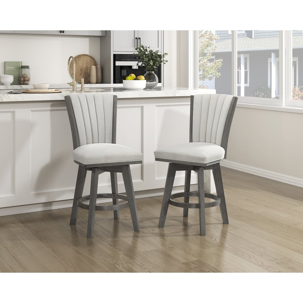 Corvallis Velvet Counter Height Swivel Stool, Set of 2 in Beige