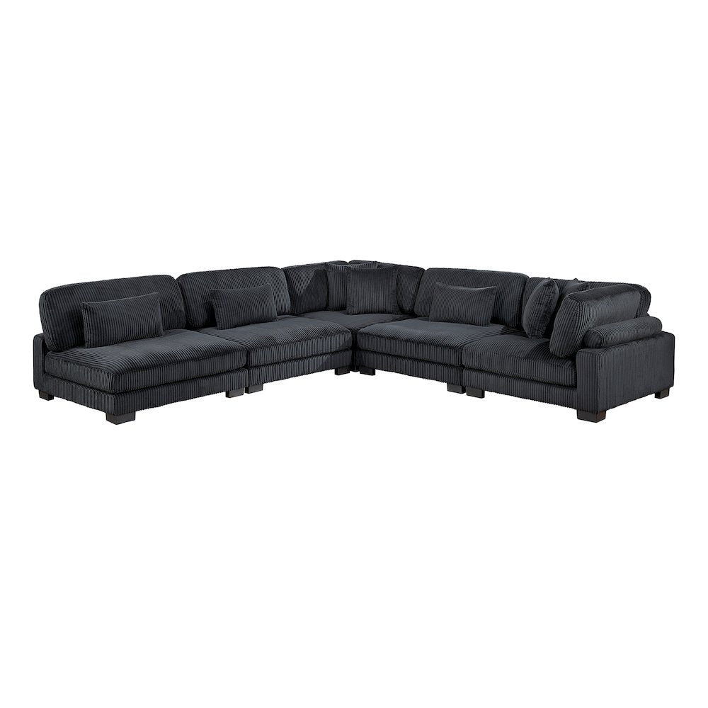 Traverse Corduroy 5-Piece Modular Sectional in Black