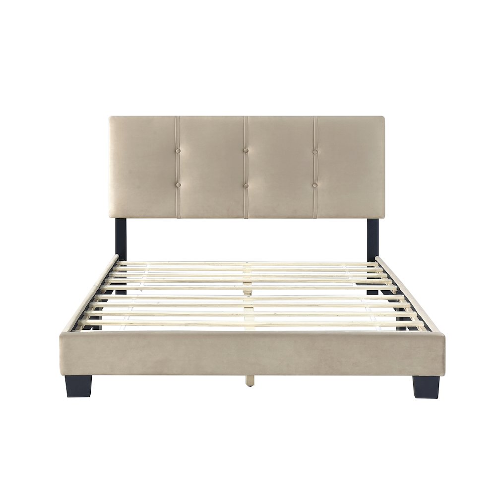 Newberry Velvet Full Platform Bed in Light Brown