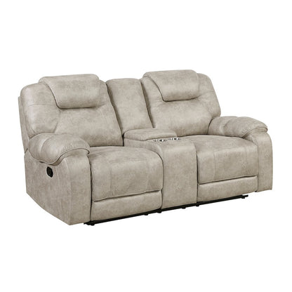 Gainesville Microfiber Dbl Rclng Love Seat with Center Console in Pewter