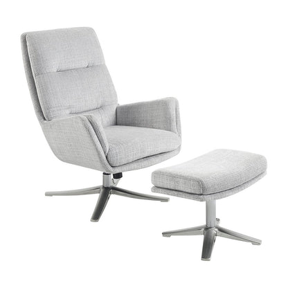 Parker Chenille Swivel Chair with Ottoman in Gray