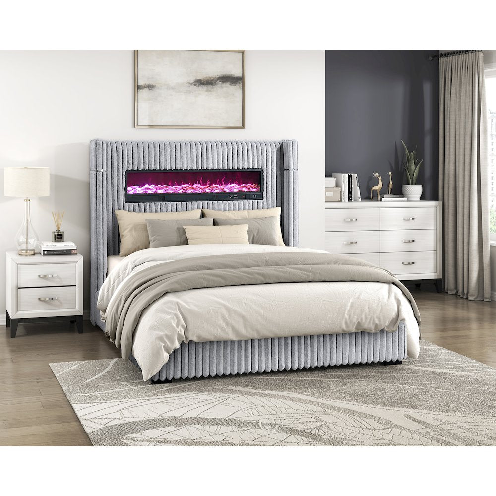Fitzroy Corduroy California King Bed in Gray
