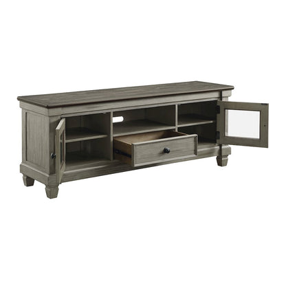 Granby Pine TV Stand in 2-Tone Finish: Coffee and Antique Gray