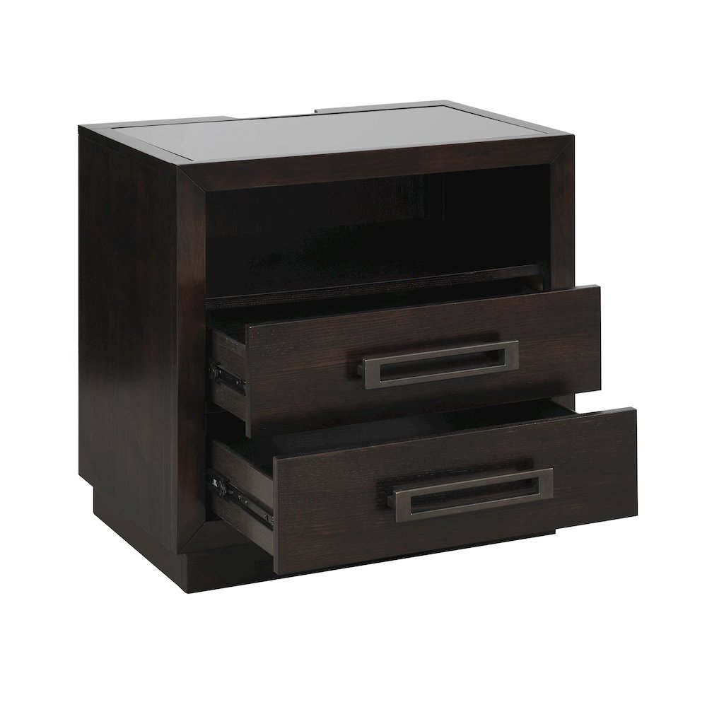 Larchmont Asian Hardwood Nightstand in Charcoal