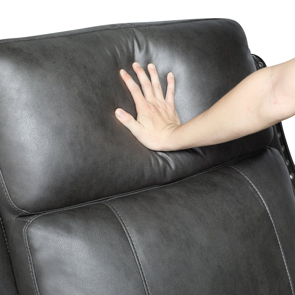 Kellen Microfiber Power Double Reclining Sofa in Smoky Gray