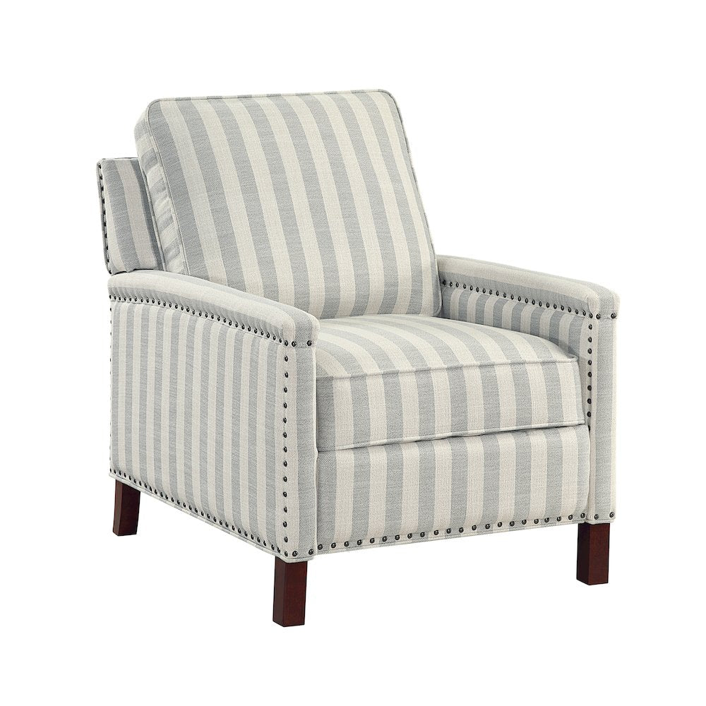 Landrum Textured PB Reclining Chair in Beige with Grayish Blue Stripe