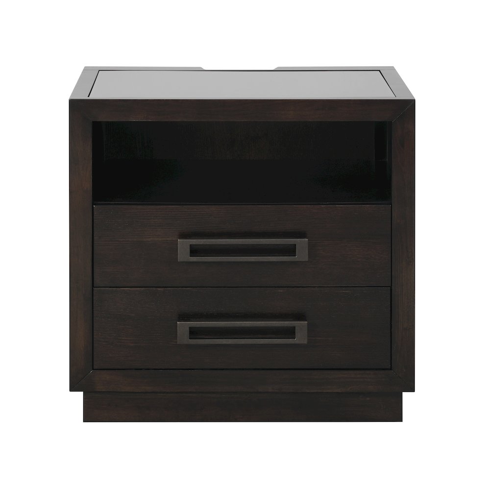Larchmont Asian Hardwood Nightstand in Charcoal