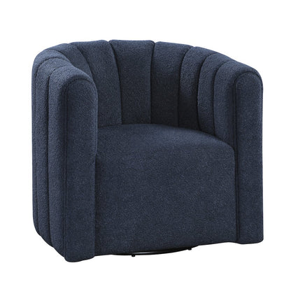 Essex Boucle Swivel Chair with Ottoman in Blue