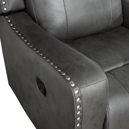 Kellen Microfiber Double Reclining Sofa in Smoky Gray