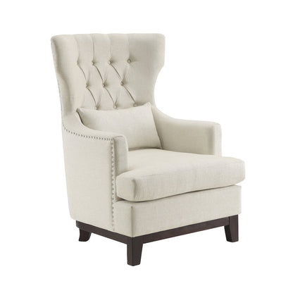 Adriano Textured Wingback Chair in Beige