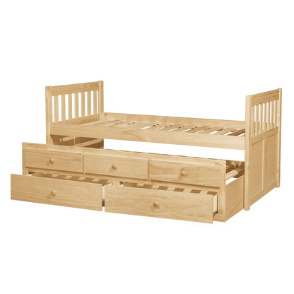 Bartly Pine Twin Over Twin Trundle Bed in Natural Pine