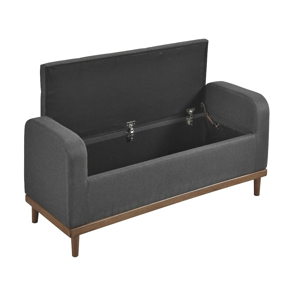 Brigitte Textured Lift Top Storage Bench in Dark Gray