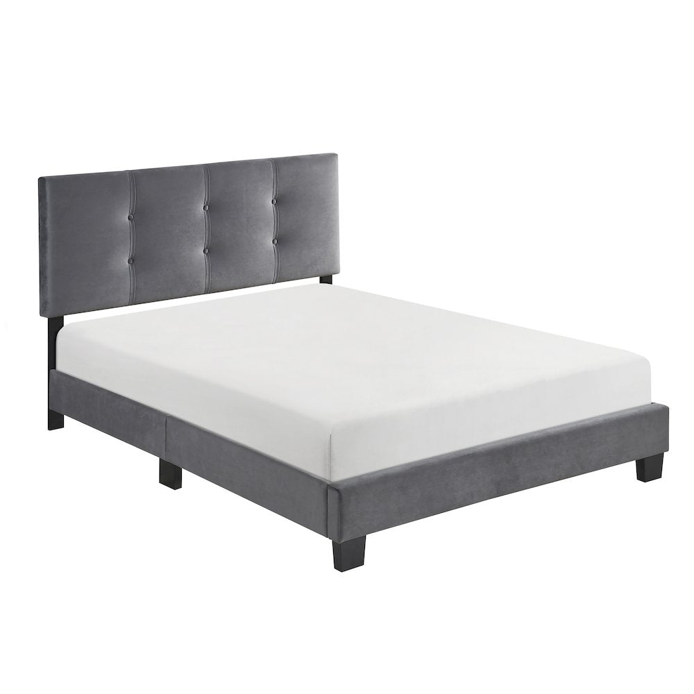 Newberry Velvet Full Platform Bed in Dark Gray