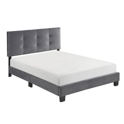Newberry Velvet Full Platform Bed in Dark Gray