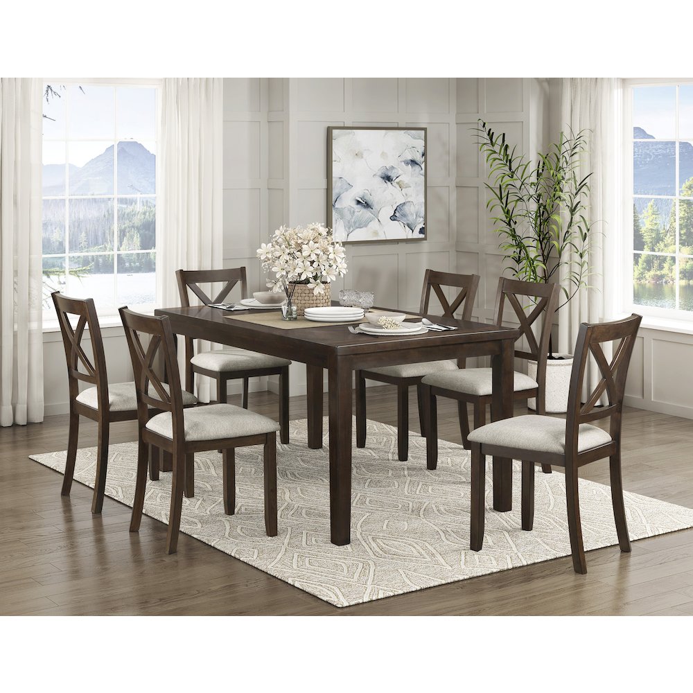 Challis Textured Dining Room Set (set of 7) in Beige