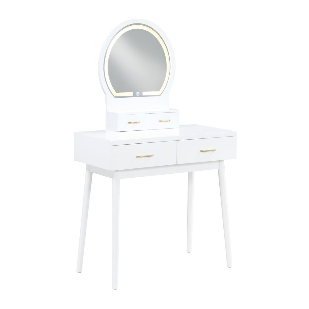 Camilla Acacia Vanity Dresser with Mirror and Stool in White