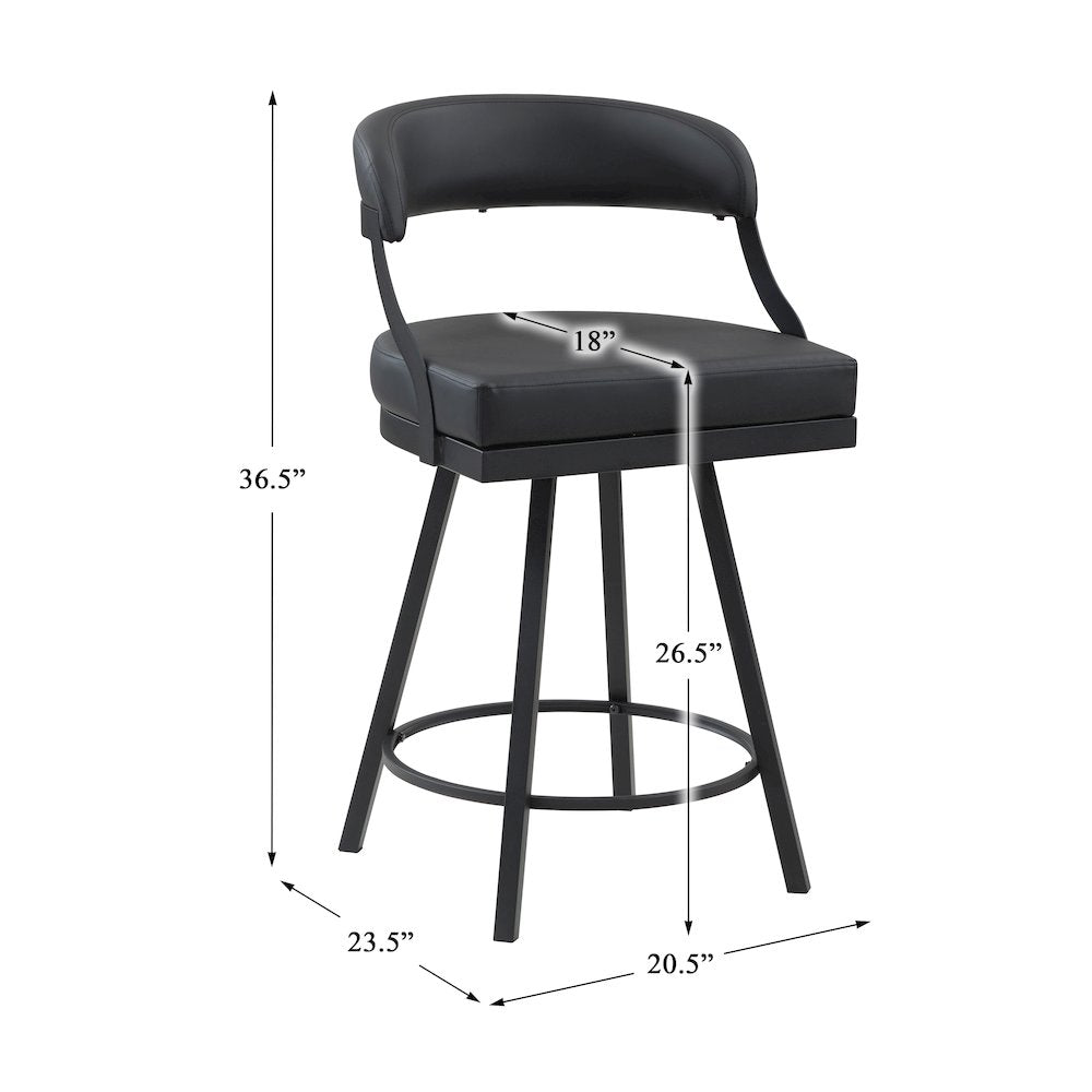 Crowley Faux leather Swivel Counter Height Chair in Black