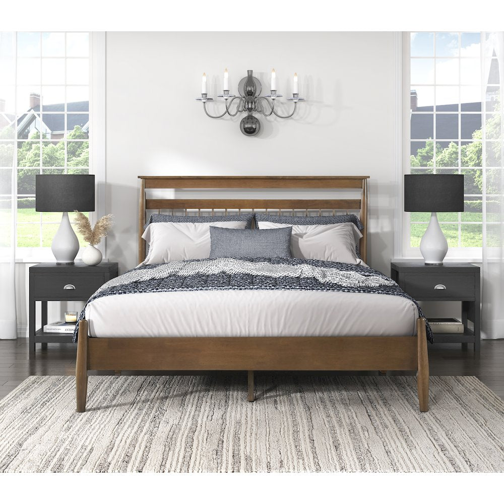 Arlo Asian Hardwood Full Platform Bed in Chestnut