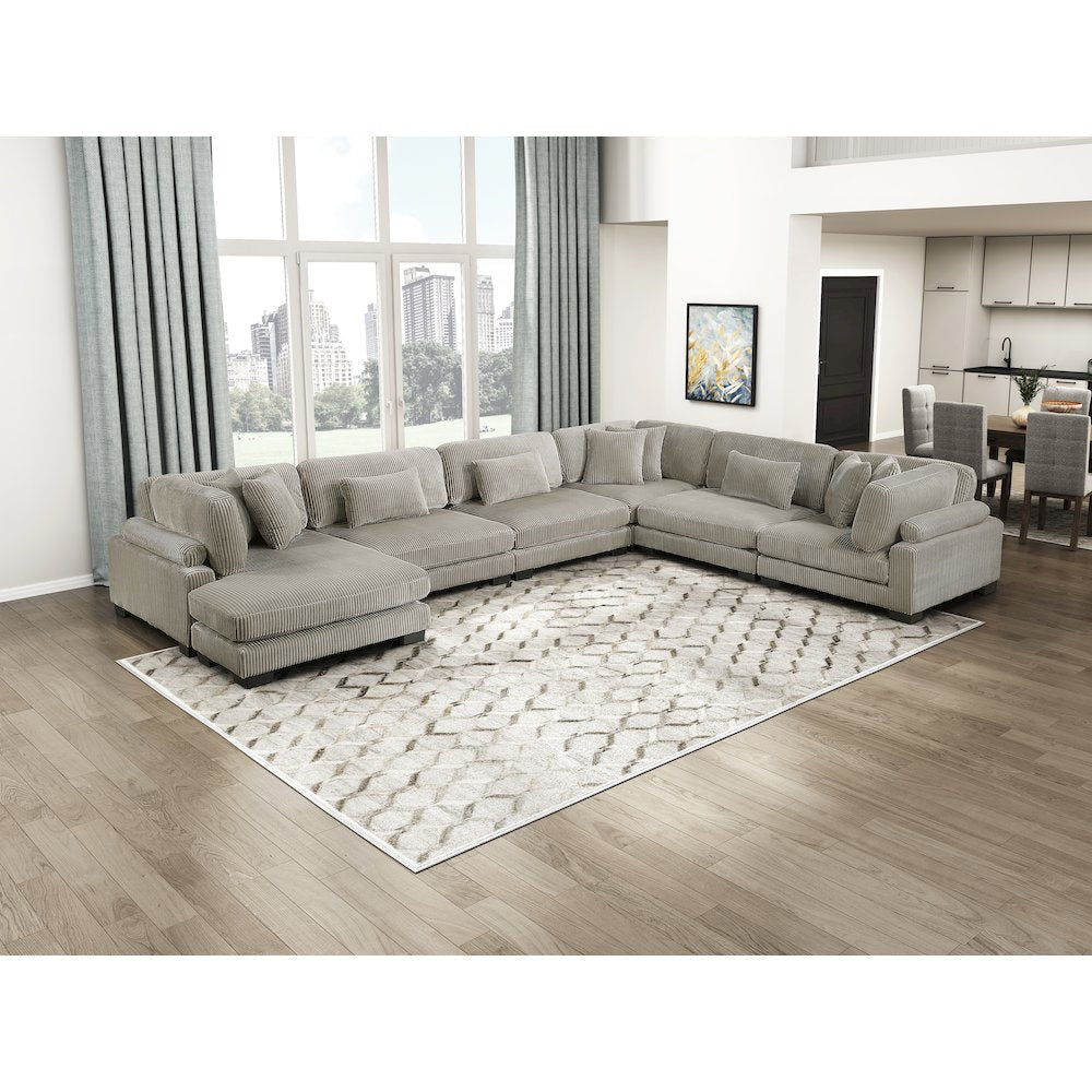 Traverse Corduroy 6-Piece Modular Sectional with chaise in Taupe