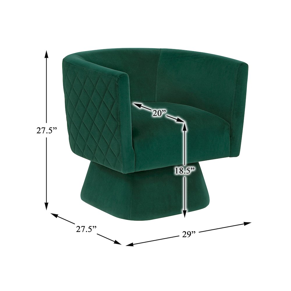 Candace Velvet Swivel Chair in Green