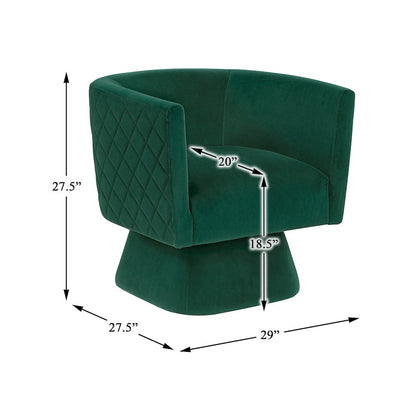 Candace Velvet Swivel Chair in Green