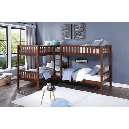 Rowe Pine Corner Bunk Bed in Dark Cherry