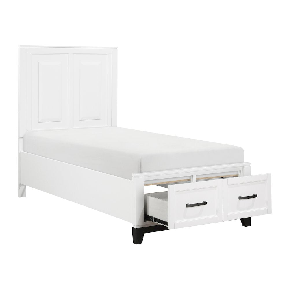Garretson Acacia Twin Pltfm Bed in 2-Tone Finish (White n Metallic Gray)