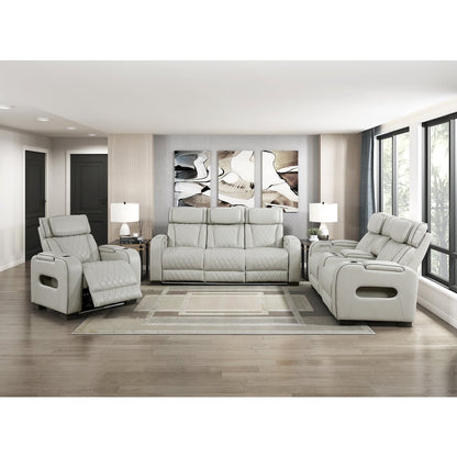 Fairway Faux Leather 3pc Set: Sofa, Loveseat, Chair in Taupe