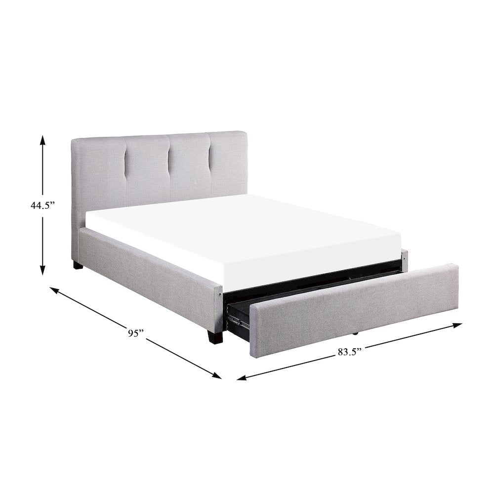 Aitana Textured California King Platform Bed with Storage Drawer in Gray