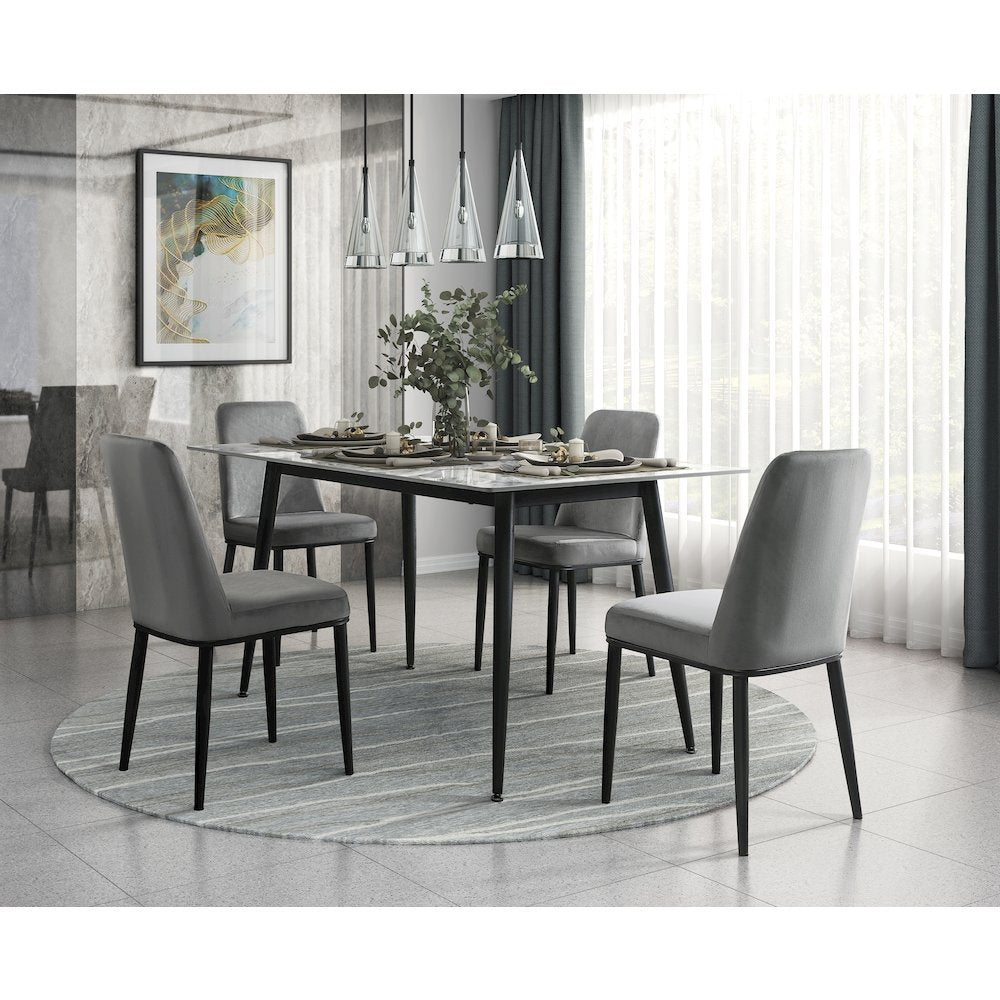 Salerno Velvet Dining Room Side Chair, set of 2 in Gray