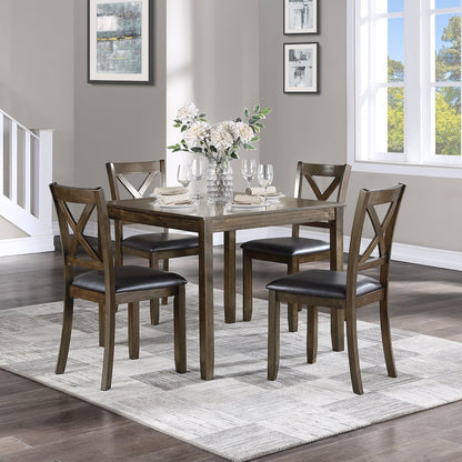 Hazel Faux leather Dining Room Table and Chairs (set of 5) in Dark brown