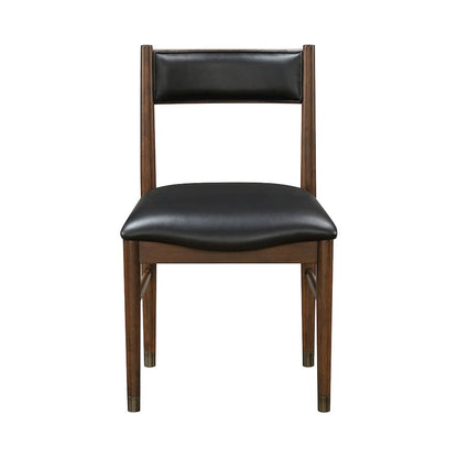 Clive Leather Dining Side Chair, Set of 2 in Black