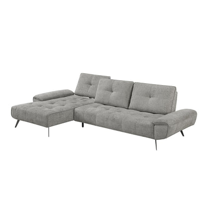 Dominic Chenille 2-Piece Sectional with Left Chaise in Dove Gray