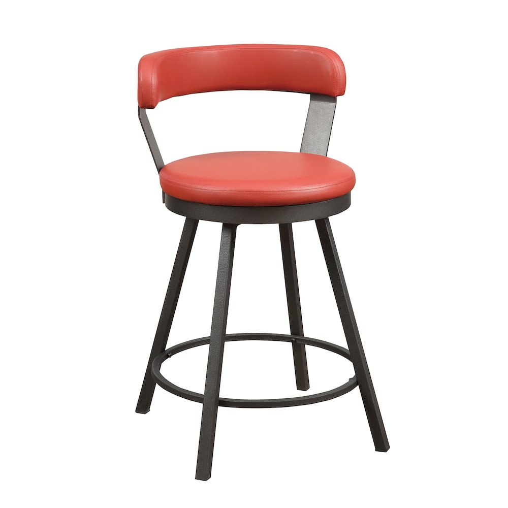Appert Metal Swivel Counter Height Chair, Red, set of 2 in Red