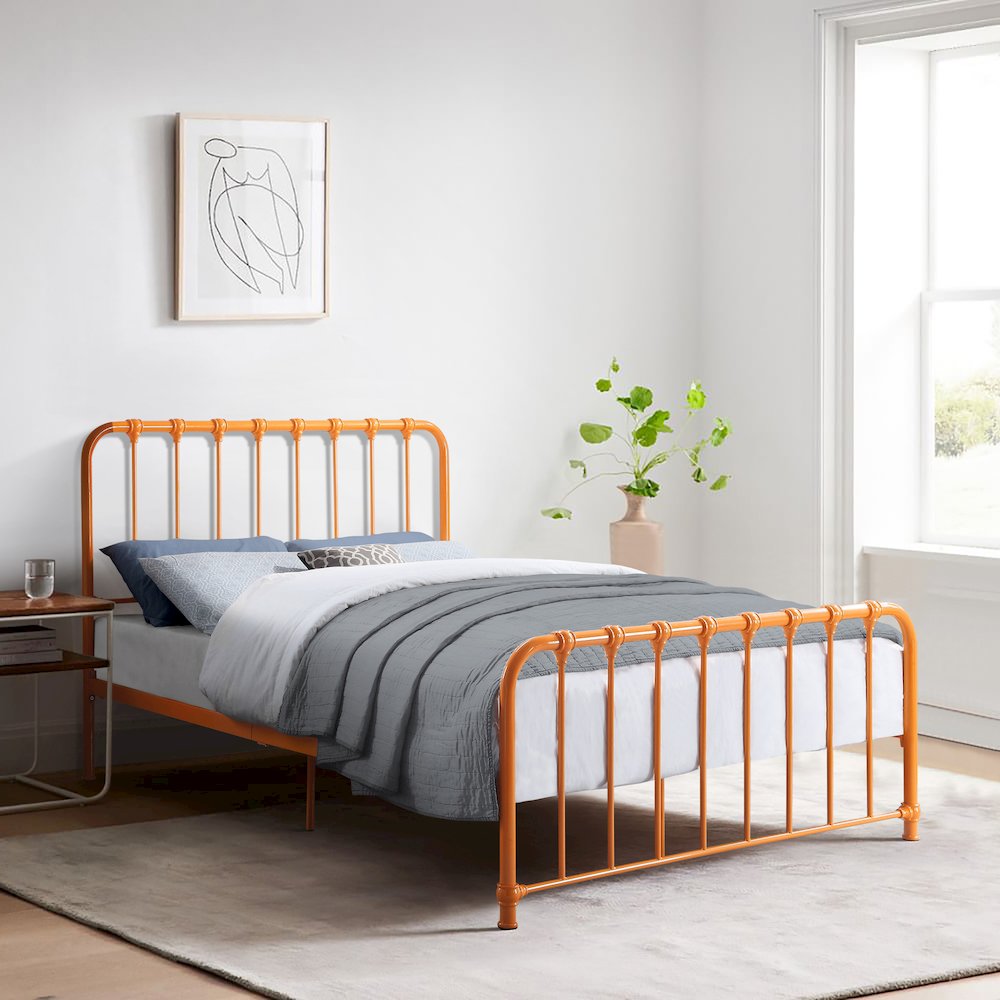 Bethany Metal Full Metal Platform Bed in Orange