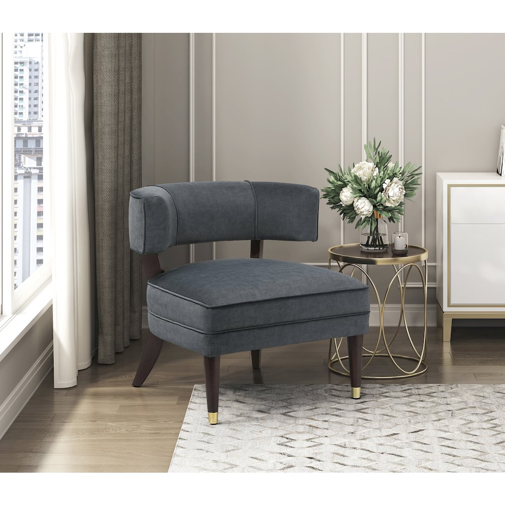 Wilson Velvet Accent Chair in Dark Gray