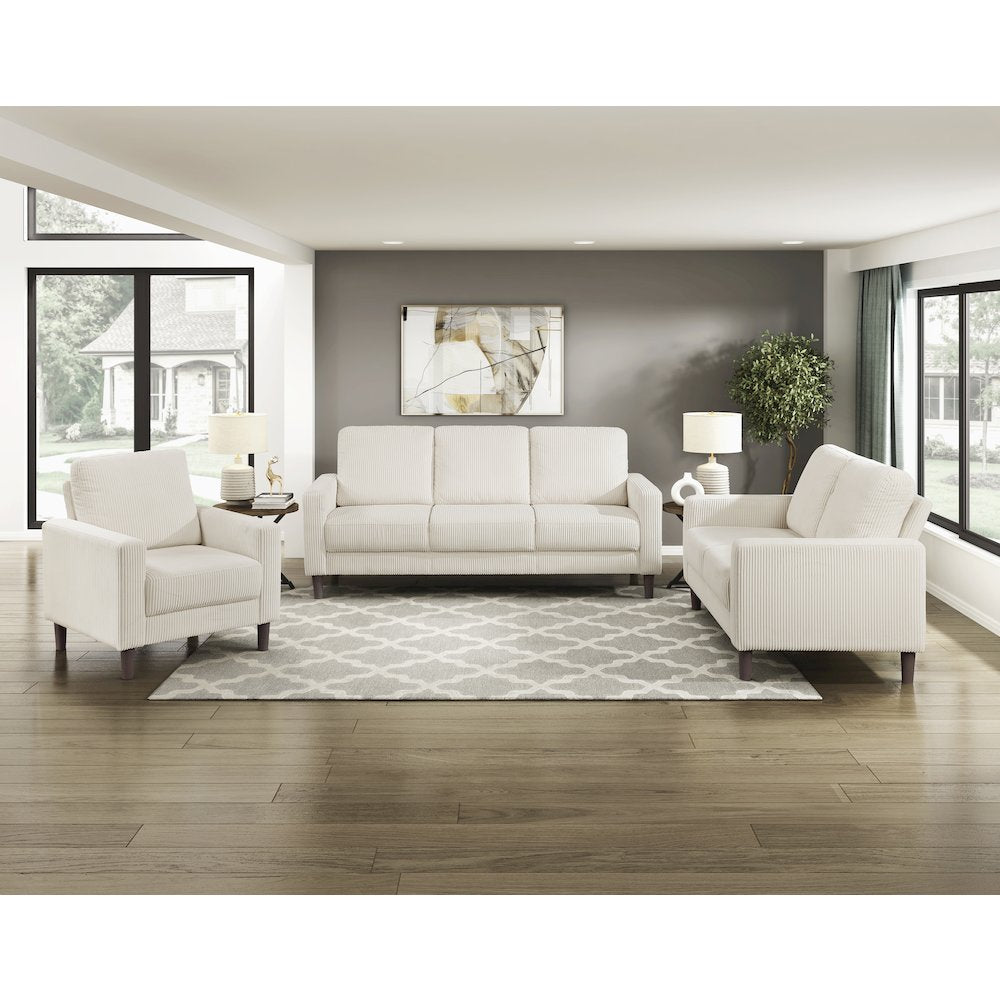 Crandall Corduroy Love Seat in Beige