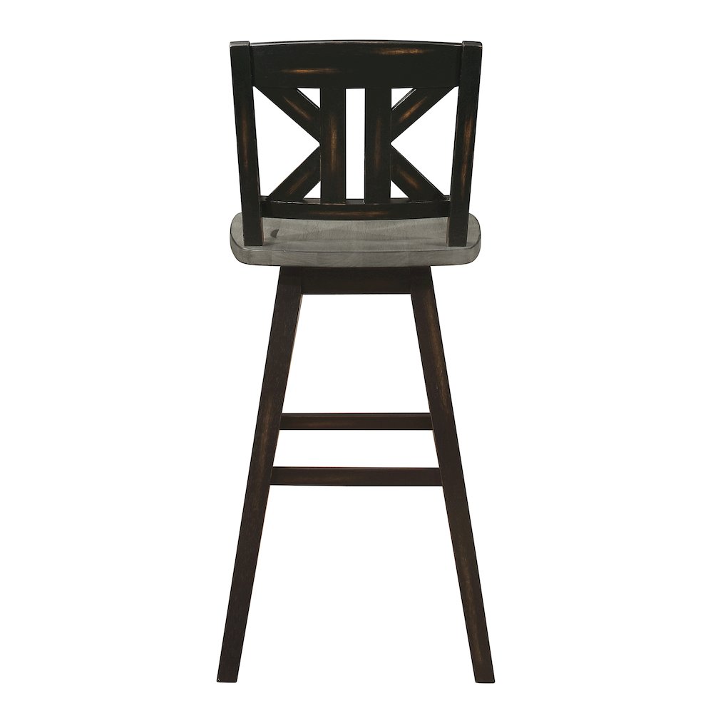 Amsonia Solid Wood Swivel Pub Height Chair, set of 2 in Gray and Black