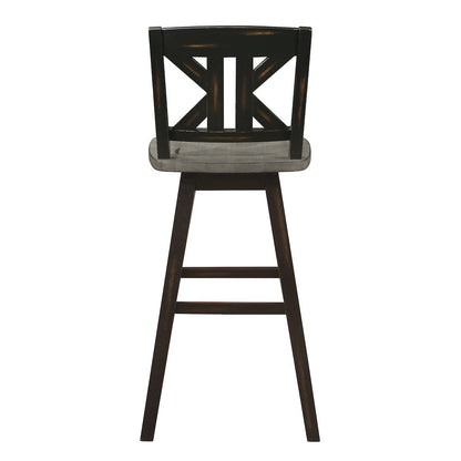 Amsonia Solid Wood Swivel Pub Height Chair, set of 2 in Gray and Black