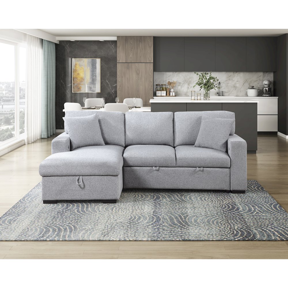 Pompano Boucle Sectional with Left Chaise, Pull-out Bed in Gray