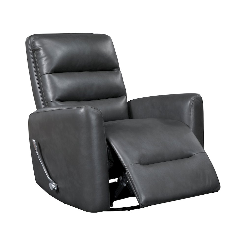 Dimitri Faux Leather Swivel Glider Reclining Chair in Gray