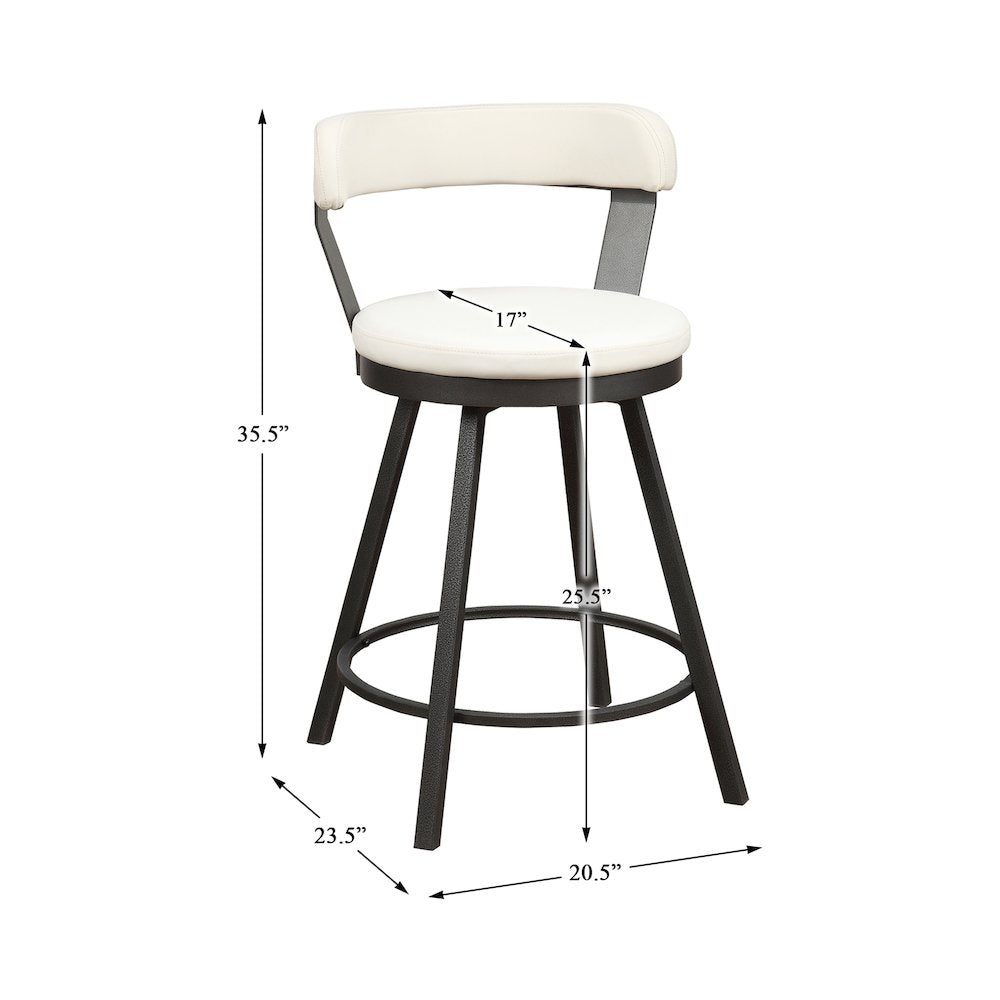 Appert Metal Swivel Counter Height Chair, set of 2 in White