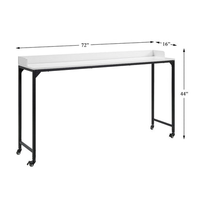 Sumter Faux Wood Over-The-Bed Desk in White and Black Metal Finish
